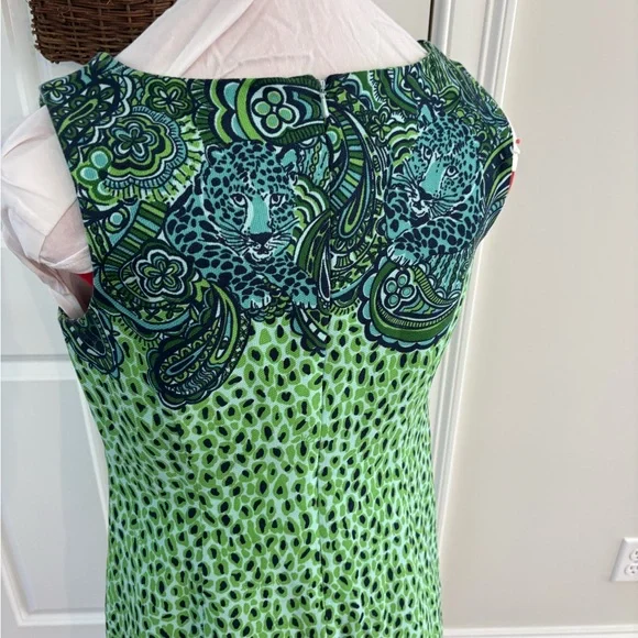 Lilly Pulitzer Green and Blue Tiger/Paisley Patterned Dress - Picture 3 of 7